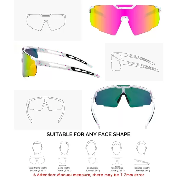 FEISEDY Cycling Sunglasses for Women Men 80s Sport Sun Glasses Baseball Running Softball with Youth Teens Shades B9146White Frame Mirror Pink