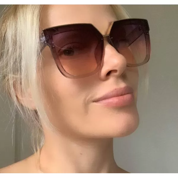FEISEDY Fashion Women Men Sunglasses Square Frame Metal Shape Nesting Lenses B2595Clear Purple