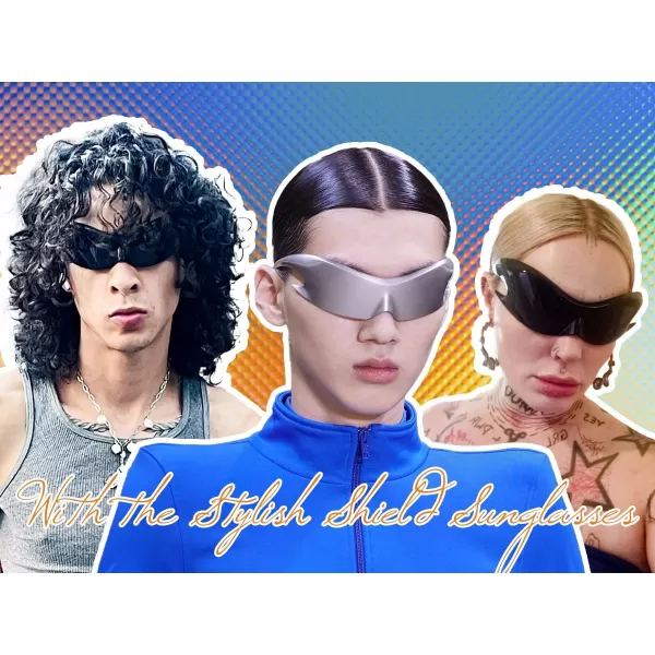 FEISEDY Futuristic Sunglasses Fashion Alien Y2K Wrap Around for Women Men B4135Sliver Mirror