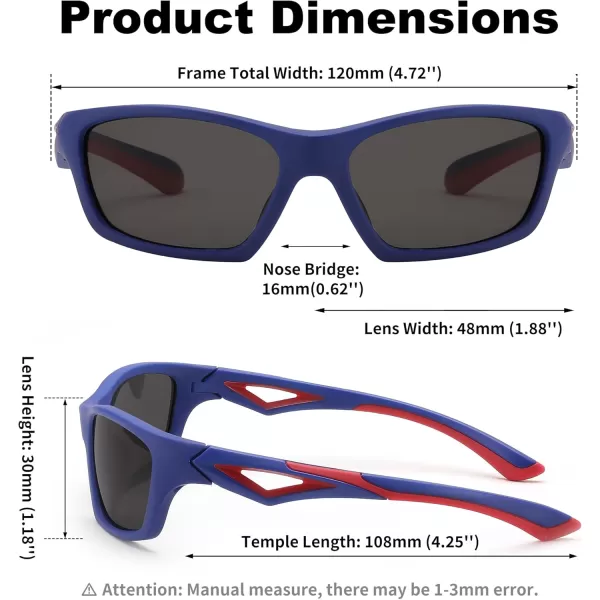 FEISEDY Kids Polarized Sunglasses TR90 Sports Cycling Glasses UV400 for Boys Girls Age 310 B0160Blue Frame Grey Lens