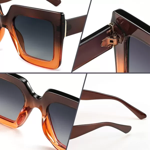 FEISEDY Oversized Square Sunglasses for Women Fashion Shades Luxury Big Sun Glasses UV400 Protection B2380Brown