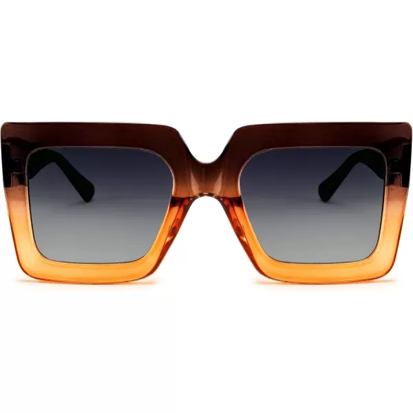 FEISEDY Oversized Square Sunglasses for Women Fashion Shades Luxury Big Sun Glasses UV400 Protection B2380Brown