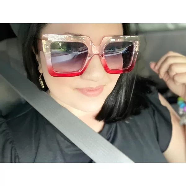 FEISEDY Oversized Square Sunglasses for Women Fashion Shades Luxury Big Sun Glasses UV400 Protection B2380Pink