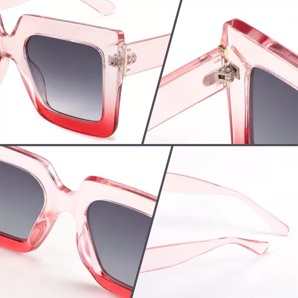 FEISEDY Oversized Square Sunglasses for Women Fashion Shades Luxury Big Sun Glasses UV400 Protection B2380Pink