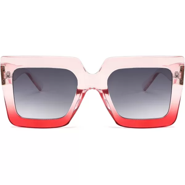 FEISEDY Oversized Square Sunglasses for Women Fashion Shades Luxury Big Sun Glasses UV400 Protection B2380Pink