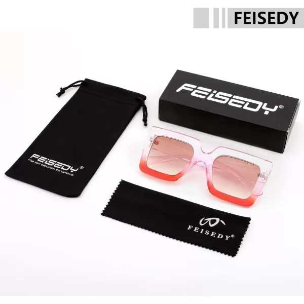 FEISEDY Oversized Square Sunglasses for Women Fashion Shades Luxury Big Sun Glasses UV400 Protection B2380Purple