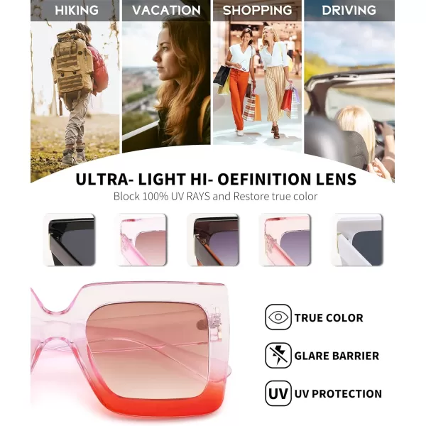 FEISEDY Oversized Square Sunglasses for Women Fashion Shades Luxury Big Sun Glasses UV400 Protection B2380Purple