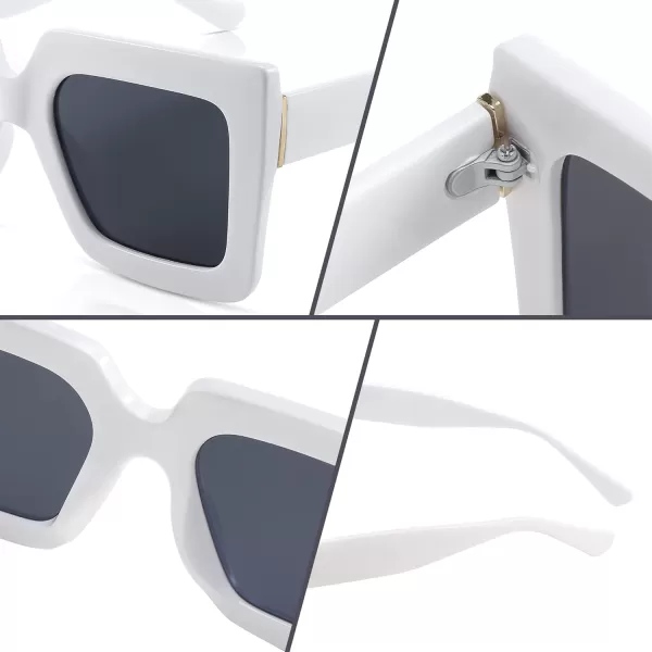 FEISEDY Oversized Square Sunglasses for Women Fashion Shades Luxury Big Sun Glasses UV400 Protection B2380White