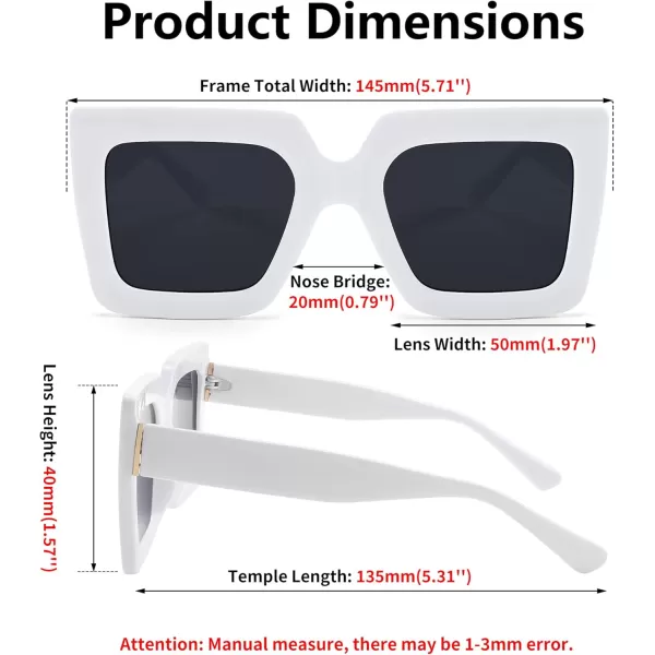 FEISEDY Oversized Square Sunglasses for Women Fashion Shades Luxury Big Sun Glasses UV400 Protection B2380White