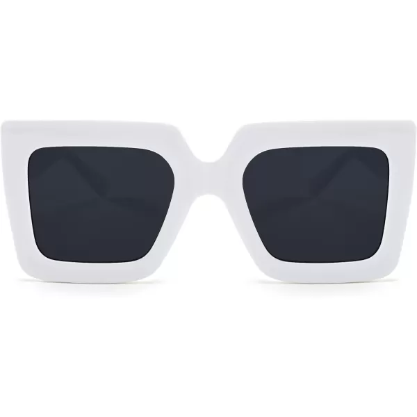 FEISEDY Oversized Square Sunglasses for Women Fashion Shades Luxury Big Sun Glasses UV400 Protection B2380White