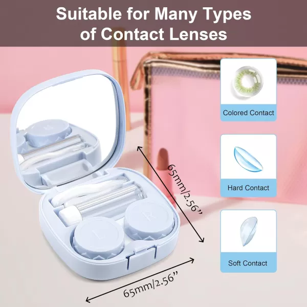 FEISEDY Portable Cute Contact Lens Case Remover Tool With Mirror Tweezers Kit for Women and Girl B0081Blue