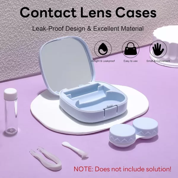 FEISEDY Portable Cute Contact Lens Case Remover Tool With Mirror Tweezers Kit for Women and Girl B0081Blue