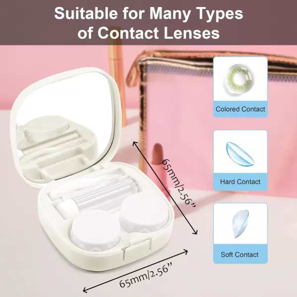 FEISEDY Portable Cute Contact Lens Case Remover Tool With Mirror Tweezers Kit for Women and Girl B0081White