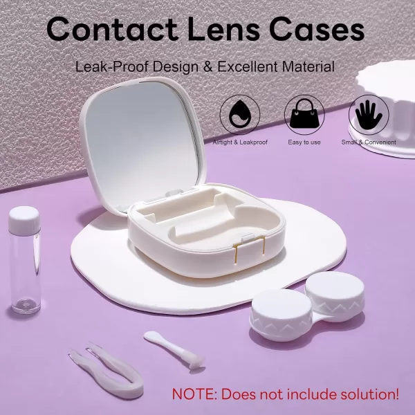 FEISEDY Portable Cute Contact Lens Case Remover Tool With Mirror Tweezers Kit for Women and Girl B0081White