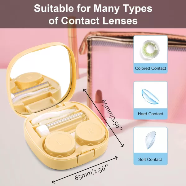 FEISEDY Portable Cute Contact Lens Case Remover Tool With Mirror Tweezers Kit for Women and Girl B0081Yellow