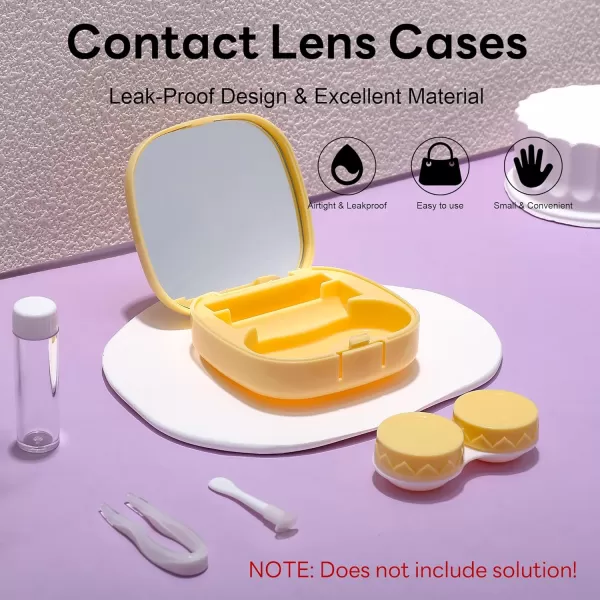 FEISEDY Portable Cute Contact Lens Case Remover Tool With Mirror Tweezers Kit for Women and Girl B0081Yellow