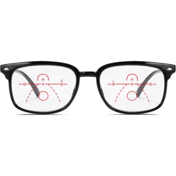 FEISEDY Progressive Multifocal Reading Glasses Blue Light blocking Reader Glasses TR90 Frame Women Men B2497Black