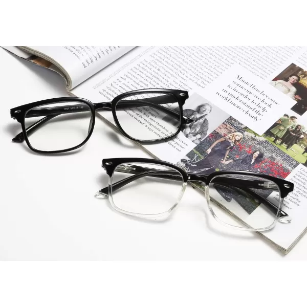 FEISEDY Progressive Multifocal Reading Glasses Blue Light blocking Reader Glasses TR90 Frame Women Men B2497Black