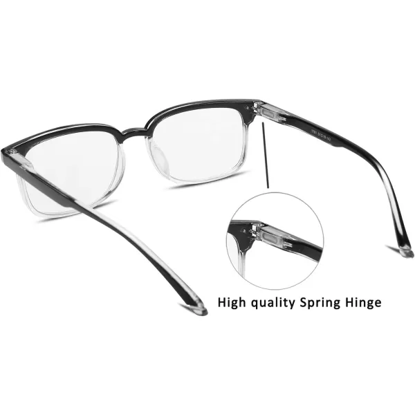 FEISEDY Progressive Multifocal Reading Glasses Blue Light blocking Reader Glasses TR90 Frame Women Men B2497Blackclear