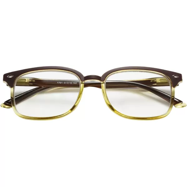 FEISEDY Progressive Multifocal Reading Glasses Blue Light blocking Reader Glasses TR90 Frame Women Men B2497Brownyellow