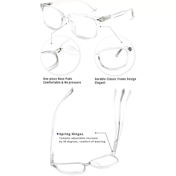 FEISEDY Progressive Multifocal Reading Glasses Blue Light blocking Reader Glasses TR90 Frame Women Men B2497Clear