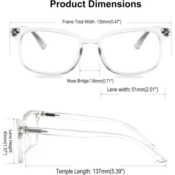 FEISEDY Progressive Multifocal Reading Glasses Blue Light blocking Reader Glasses TR90 Frame Women Men B2497Clear
