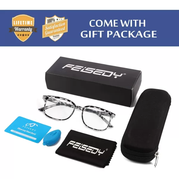 FEISEDY Progressive Multifocal Reading Glasses Blue Light blocking Reader Glasses TR90 Frame Women Men B2497Grey Leopard