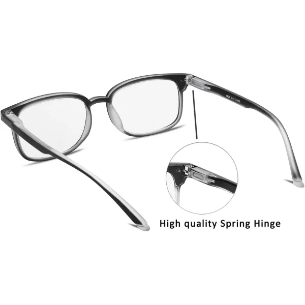 FEISEDY Progressive Multifocal Reading Glasses Blue Light blocking Reader Glasses TR90 Frame Women Men B2497Matt Black  Clear
