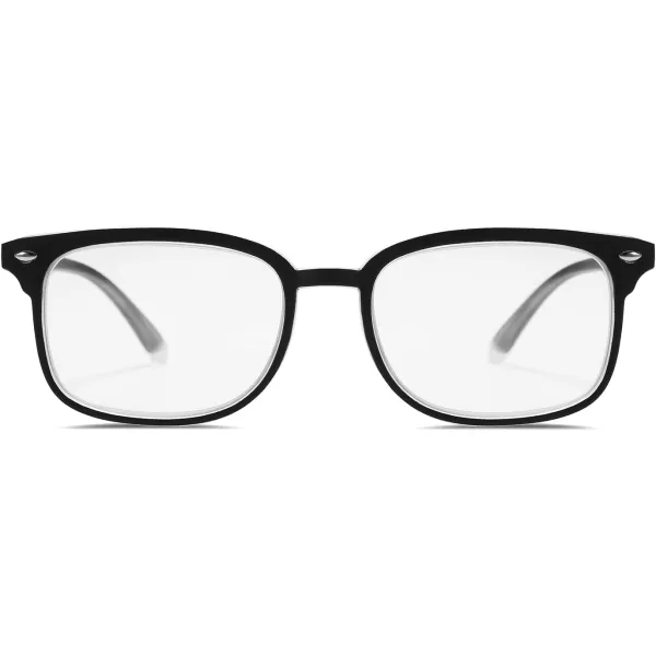 FEISEDY Progressive Multifocal Reading Glasses Blue Light blocking Reader Glasses TR90 Frame Women Men B2497Matt Black  Clear