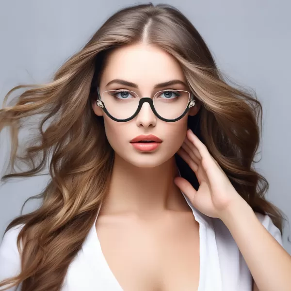 FEISEDY Reading Glasses for Women Fashion Half Frame Cat Eye Glasses Anti Glare Eyeglasses B0067Black