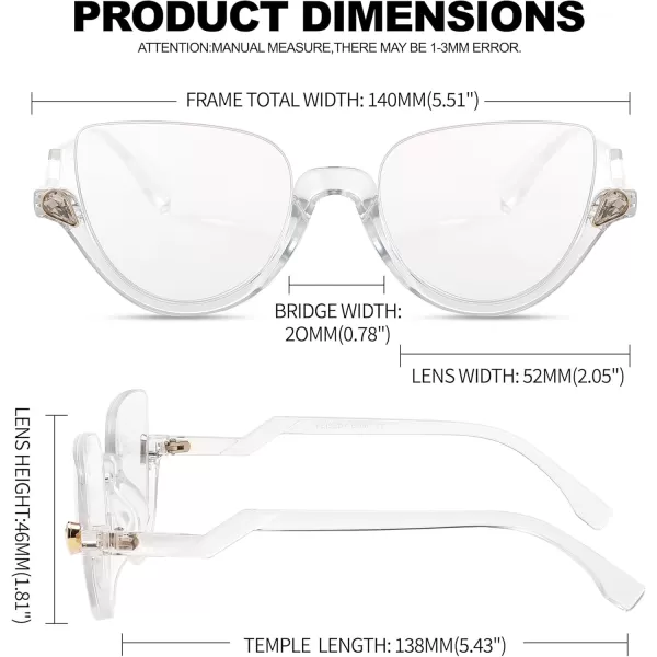 FEISEDY Reading Glasses for Women Fashion Half Frame Cat Eye Glasses Anti Glare Eyeglasses B0067Clear