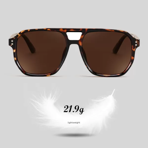 FEISEDY Retro Avaitor Sunglasses Women Men Vintage Square 70s Plastic Frame Pilot Sun Glasses B9144Leopard Frame Tea Lens