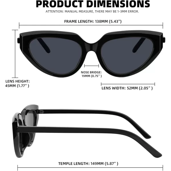 FEISEDY Retro Narrow Cat Eye Sunglasses for Women Vintage Clout Goggles Plastic Frame Cateye Sunglasses B9074Black