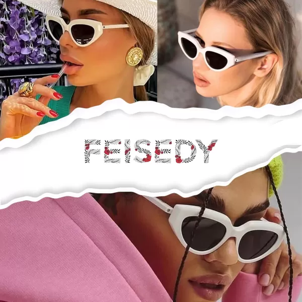 FEISEDY Retro Narrow Cat Eye Sunglasses for Women Vintage Clout Goggles Plastic Frame Cateye Sunglasses B9074Black