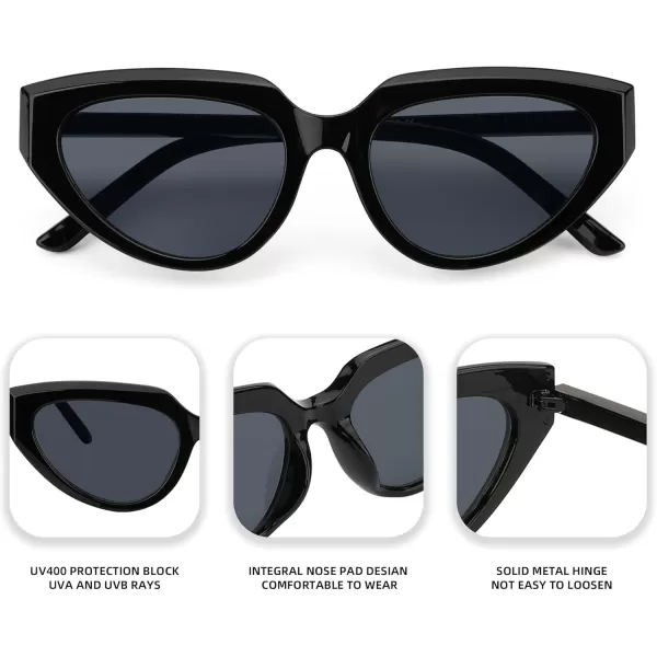 FEISEDY Retro Narrow Cat Eye Sunglasses for Women Vintage Clout Goggles Plastic Frame Cateye Sunglasses B9074Black