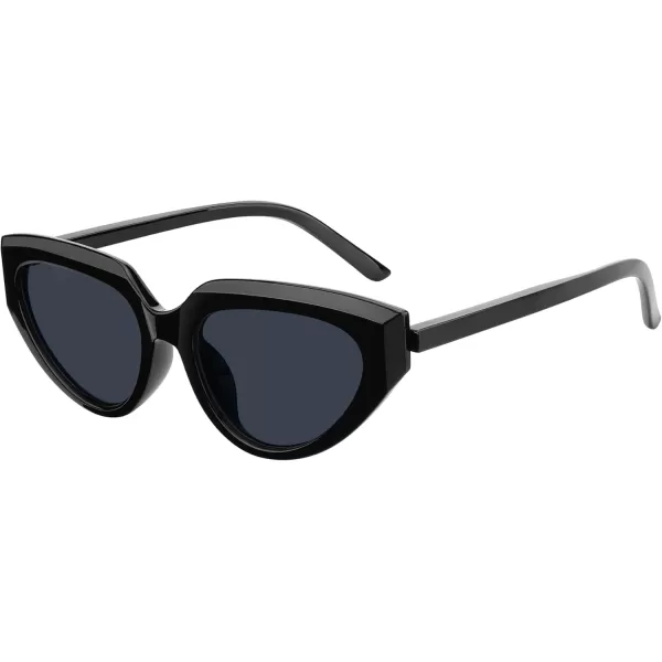 FEISEDY Retro Narrow Cat Eye Sunglasses for Women Vintage Clout Goggles Plastic Frame Cateye Sunglasses B9074Black