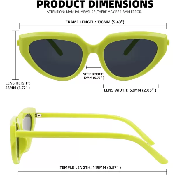 FEISEDY Retro Narrow Cat Eye Sunglasses for Women Vintage Clout Goggles Plastic Frame Cateye Sunglasses B9074Green
