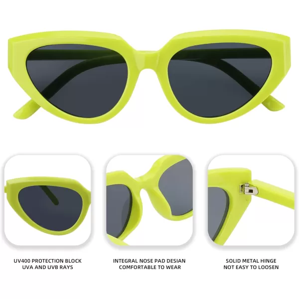 FEISEDY Retro Narrow Cat Eye Sunglasses for Women Vintage Clout Goggles Plastic Frame Cateye Sunglasses B9074Green