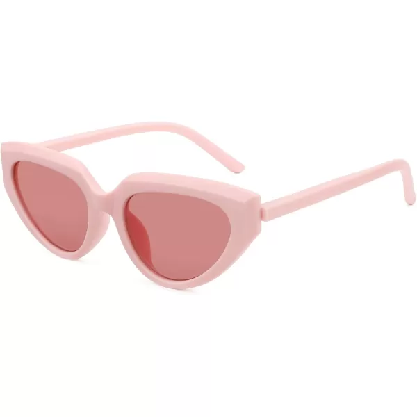 FEISEDY Retro Narrow Cat Eye Sunglasses for Women Vintage Clout Goggles Plastic Frame Cateye Sunglasses B9074Pink