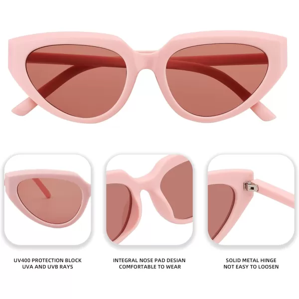 FEISEDY Retro Narrow Cat Eye Sunglasses for Women Vintage Clout Goggles Plastic Frame Cateye Sunglasses B9074Pink