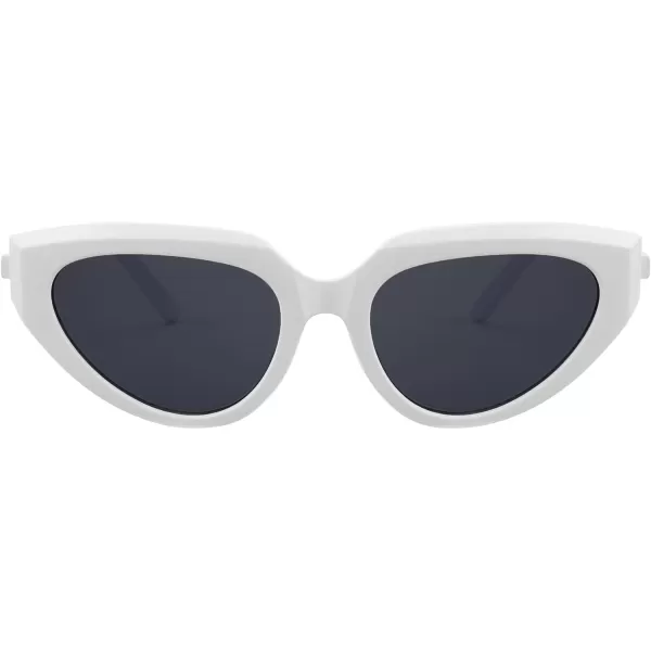 FEISEDY Retro Narrow Cat Eye Sunglasses for Women Vintage Clout Goggles Plastic Frame Cateye Sunglasses B9074White