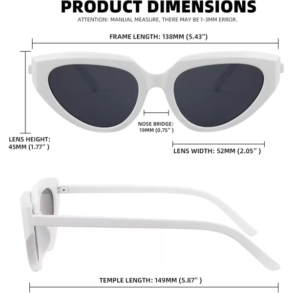 FEISEDY Retro Narrow Cat Eye Sunglasses for Women Vintage Clout Goggles Plastic Frame Cateye Sunglasses B9074White