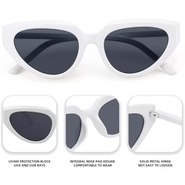 FEISEDY Retro Narrow Cat Eye Sunglasses for Women Vintage Clout Goggles Plastic Frame Cateye Sunglasses B9074White