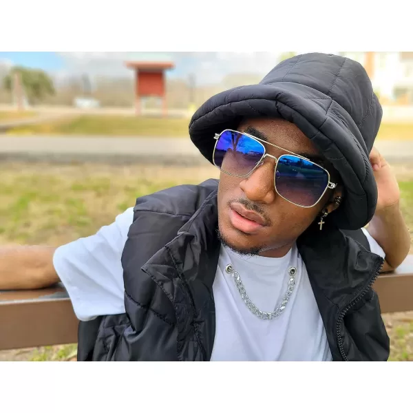 FEISEDY Retro Square Aviator Sunglasses for Men Women Vintage 70s Pilot Shades Classic Metal Frame B2845Blue Mirror Lens Silver Metal Frame