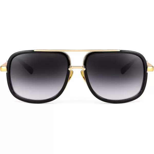 FEISEDY Retro Trendy Aviator Sunglasses Women Men Classic Vintage Square Sunglasses 70s Large Metal Shades B2321002 Gold FrameGradient Gray Lens