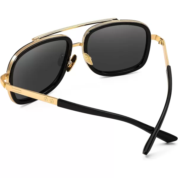 FEISEDY Retro Trendy Aviator Sunglasses Women Men Classic Vintage Square Sunglasses 70s Large Metal Shades B2321003 Gold FrameWhite Mirrored Lens