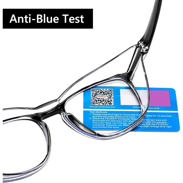 FEISEDY Safety Glasses Anti Fog Goggles Protective Eyewear Blue Light Blocking Clear Glasses for Women Men B9104Black
