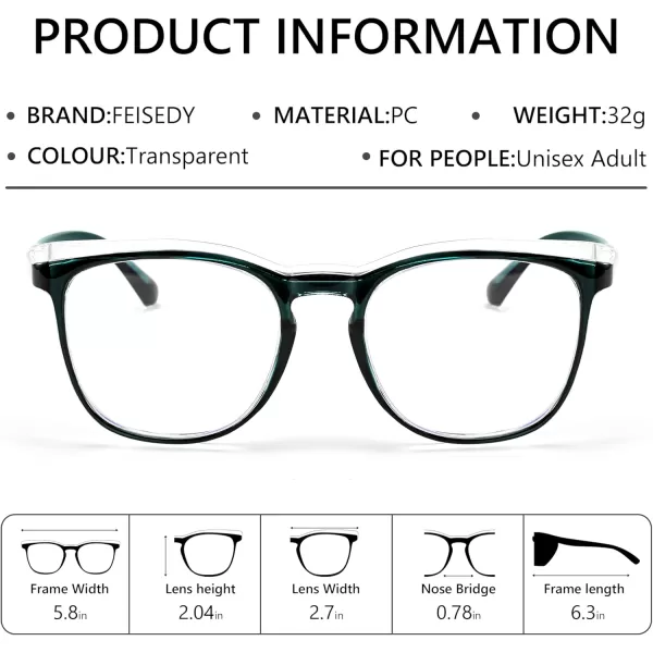FEISEDY Safety Glasses Anti Fog Goggles Protective Eyewear Blue Light Blocking Clear Glasses for Women Men B9104Blue