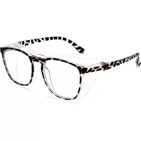 FEISEDY Safety Glasses Anti Fog Goggles Protective Eyewear Blue Light Blocking Clear Glasses for Women Men B9104Leopard