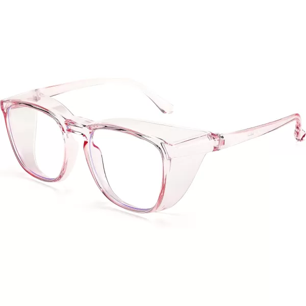 FEISEDY Safety Glasses Anti Fog Goggles Protective Eyewear Blue Light Blocking Clear Glasses for Women Men B9104Pink